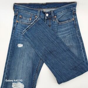 Levi Strauss 501 Original Fit Jeans Distressed Medium Wash Button Fly W30 L28